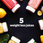 Weight Loss Juicing Recipes - showcasing 5 juice bottles